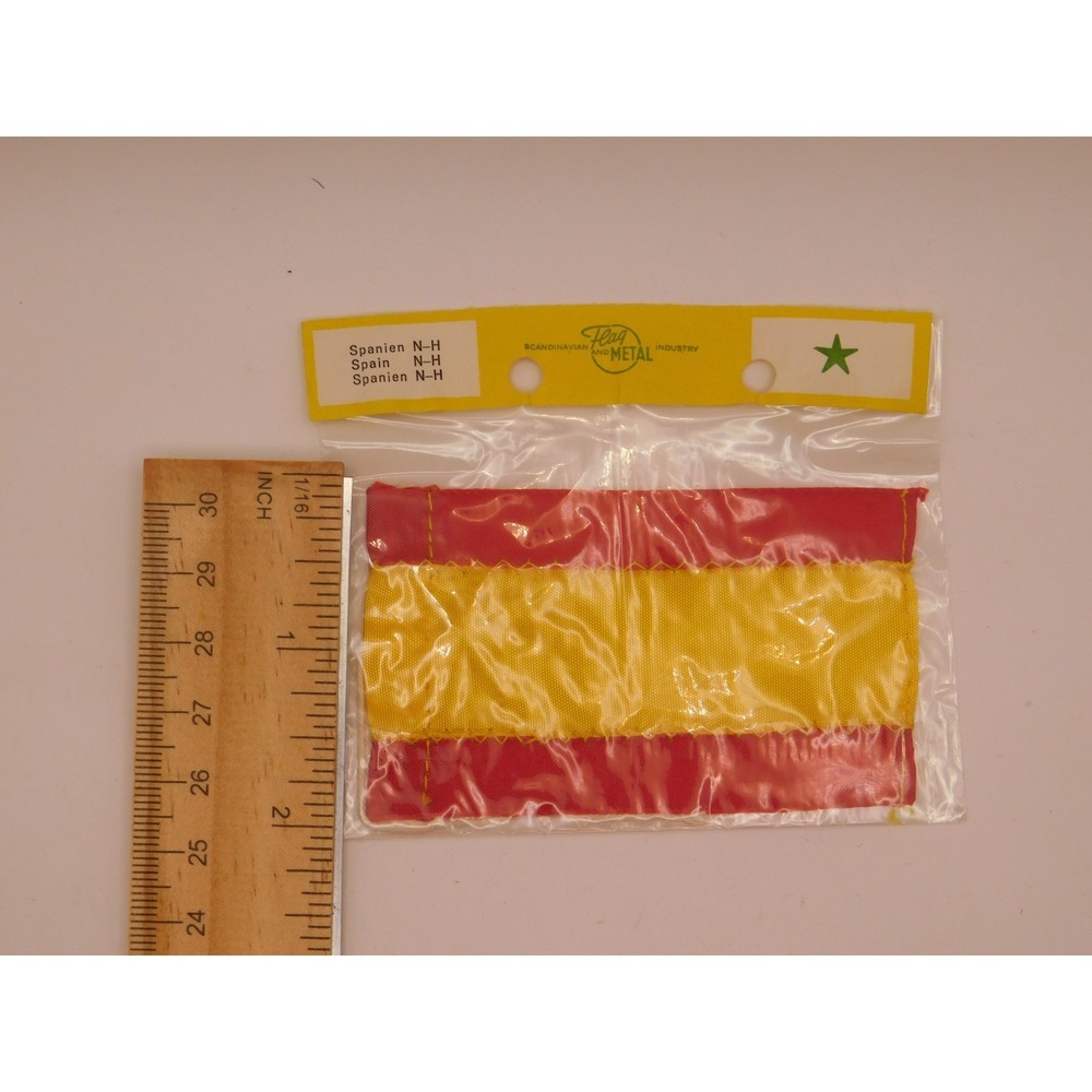 Vintage 1970s Spain Merchant Ensign Mini-Flag W/original Twine Halyard